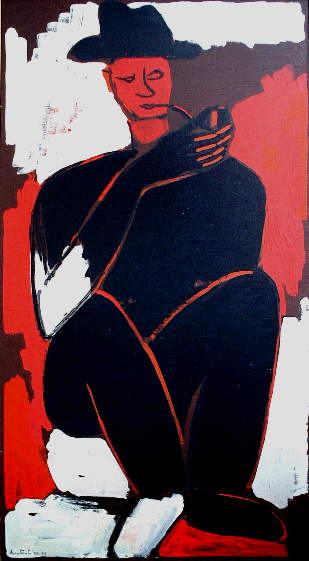 Uomo seduto con cappello, 1972-73